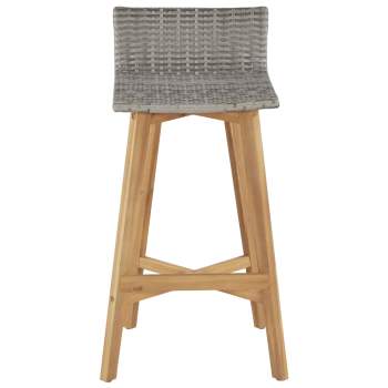  Barstühle 2 Stk. Poly Rattan Akazienholz Massiv 40x45x90 cm 