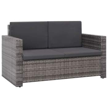 Preview:  2-tlg. Garten-Lounge-Set mit Auflagen Poly Rattan Grau