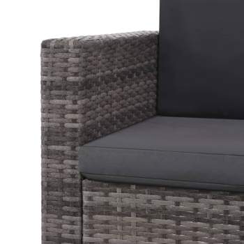  2-tlg. Garten-Lounge-Set mit Auflagen Poly Rattan Grau