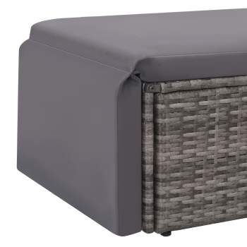  2-tlg. Garten-Lounge-Set mit Auflagen Poly Rattan Grau