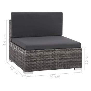  8-tlg. Garten-Lounge-Set mit Auflagen Poly Rattan Grau