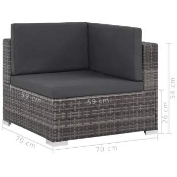  8-tlg. Garten-Lounge-Set mit Auflagen Poly Rattan Grau