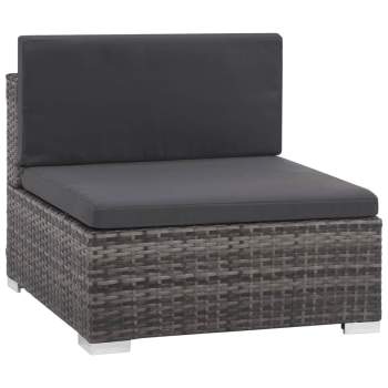  6-tlg. Garten-Lounge-Set mit Auflagen Poly Rattan Grau