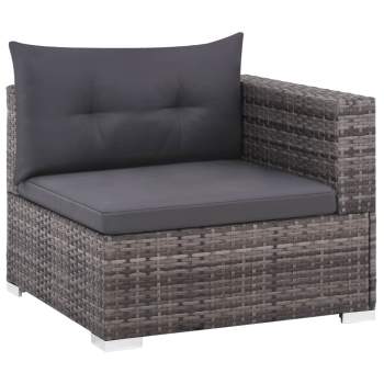  3-tlg. Garten-Lounge-Set mit Auflagen Poly Rattan Grau