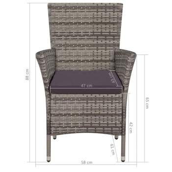  3-tlg. Bistro-Set Poly Rattan Grau