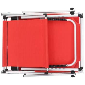  Sonnenliege Klappbar mit Sonnenschutz Alu und Textilene Rot