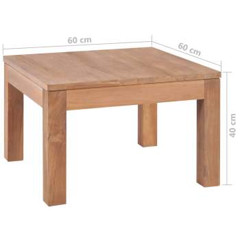  Couchtisch Teakholz Massiv mit Natürlichem Finish 60x60x40 cm