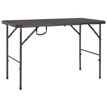  Gartentisch Klappbar Braun 120x60x74 cm HDPE Rattan-Optik