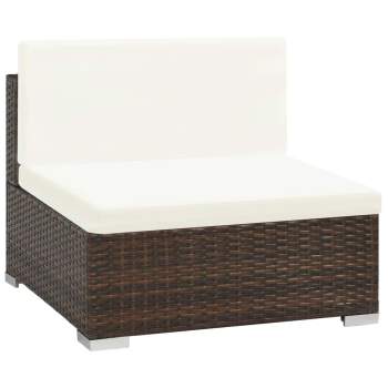  7-tlg. Garten-Lounge-Set mit Auflagen Poly Rattan Braun