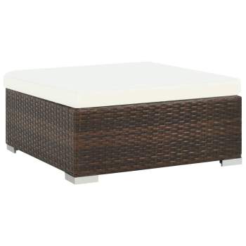  7-tlg. Garten-Lounge-Set mit Auflagen Poly Rattan Braun