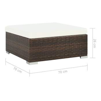  7-tlg. Garten-Lounge-Set mit Auflagen Poly Rattan Braun