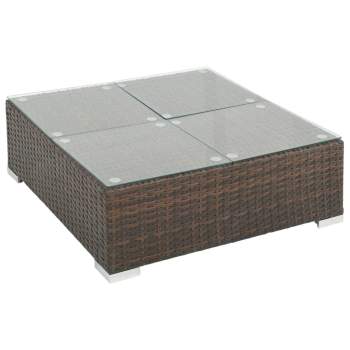  7-tlg. Garten-Lounge-Set mit Auflagen Poly Rattan Braun