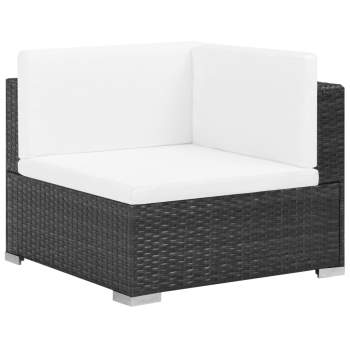  6-tlg. Garten-Lounge-Set mit Auflagen Poly Rattan Schwarz