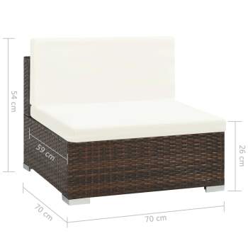  8-tlg. Garten-Lounge-Set mit Auflagen Poly Rattan Braun