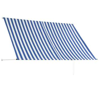  Einziehbare Markise 250 x 150 cm Blau und Weiß