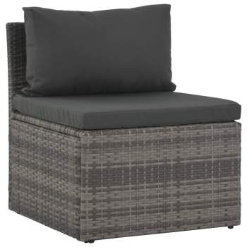 4-tlg. Garten-Lounge-Set mit Polstern Poly Rattan Grau