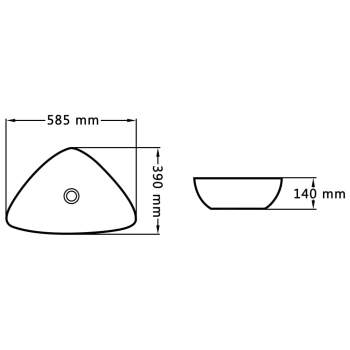  Waschbecken 58,5 x 39 x 14 cm Keramik Weiß