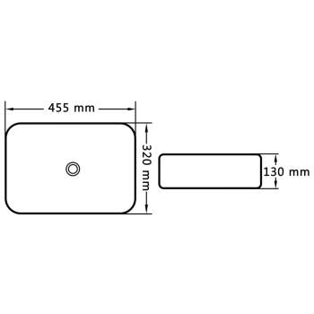  Waschbecken 45,5 x 32 x 13 cm Keramik Schwarz