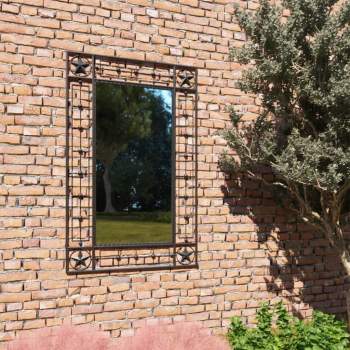  Garten-Wandspiegel Rechteckig 50×80 cm Schwarz