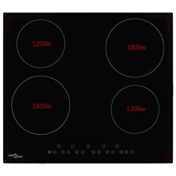  Glaskeramik-Kochfeld mit 4 Platten Touch Control 6000 W