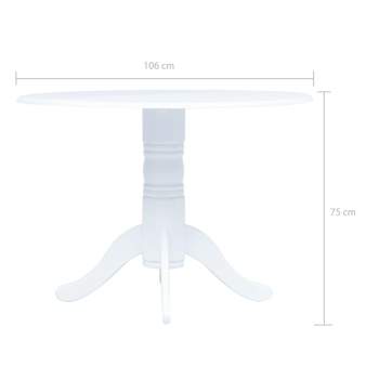  Esstisch Weiß 106 cm Gummiholz Massiv