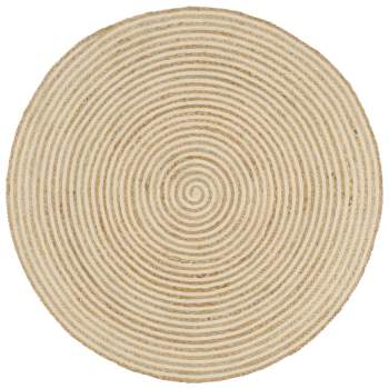  Teppich Handgefertigt Jute mit weißem Spiraldruck 120 cm