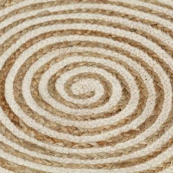  Teppich Handgefertigt Jute mit weißem Spiraldruck 150 cm