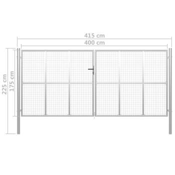  Gartentor Verzinkter Stahl 415 x 225 cm Silbern