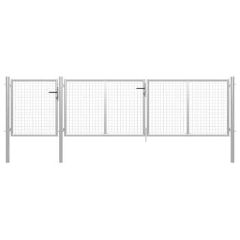  Gartentor Stahl 400 x 100 cm Silbern