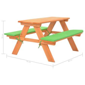  Kinder Picknicktisch mit Bänken 89x79x50 cm Massivholz Tanne