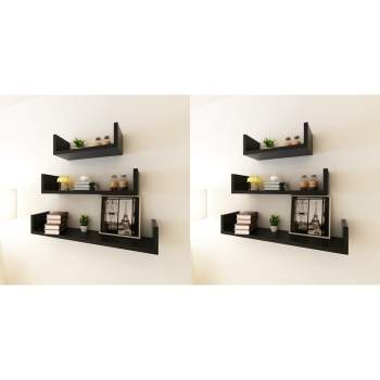  Wandregale 6 Stk. Schwarz