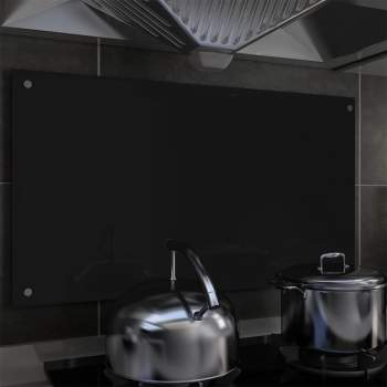  Küchenrückwand Schwarz 90x50 cm Hartglas