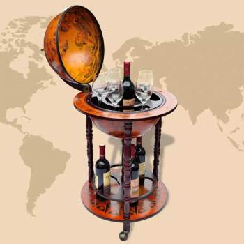  Globus-Bar mit Flaschenregal Holz 