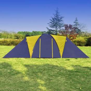  Campingzelt 9 Personen Stoff Blau/Gelb