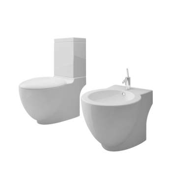  Stand-WC & Bidet Set Weiß Keramik