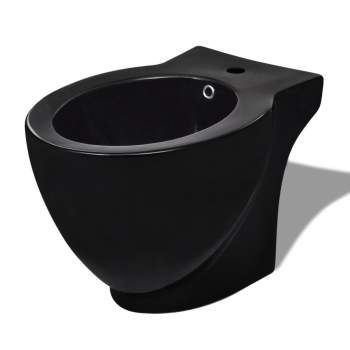 Stand-Toilette/WC WC Sitz+Stand-Bidet Bodenstehend schwarz