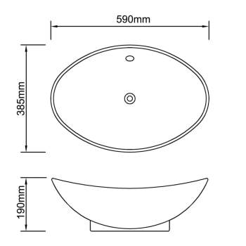 Keramik Waschbecken Keramikspülen Überlauf Oval 59 x 38,5 cm