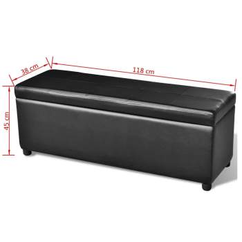  Sitzbank mit Stauraum Lang Holz Schwarz