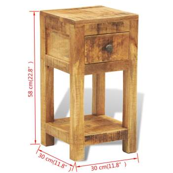  Nachttisch mit 1 Schublade Massivholz Mango 