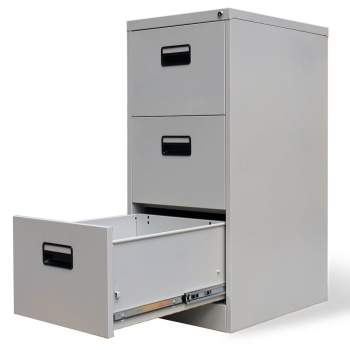  Registerschrank mit 3 Schubladen Grau 102,5 cm Stahl