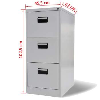  Registerschrank mit 3 Schubladen Grau 102,5 cm Stahl