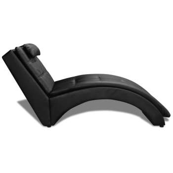  Chaiselongue mit Kissen Kunstleder Schwarz 