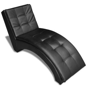  Chaiselongue mit Kissen Kunstleder Schwarz 