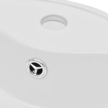 Keramik Waschbecken Hahnloch/Überlaufloch weiß rund