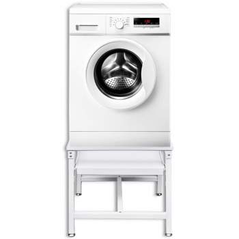  Waschmaschinen-Untergestell mit Ausziehbarer Ablage Weiß