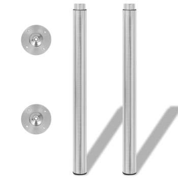 2 x Teleskopfuß Stützfuß Tischbein Nickel gebürstet 710mm-1100mm