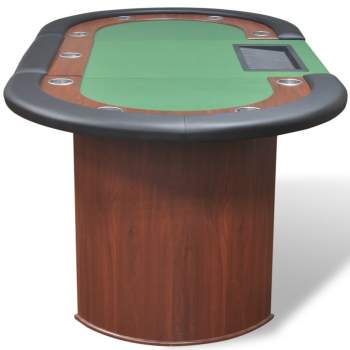  Pokertisch für 10 Spieler mit Dealerbereich und Chipablage Grün 