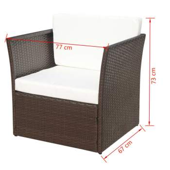  Gartensessel mit Fußhocker Poly Rattan Braun 