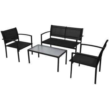  4-tlg. Garten-Lounge-Set Textilene Schwarz