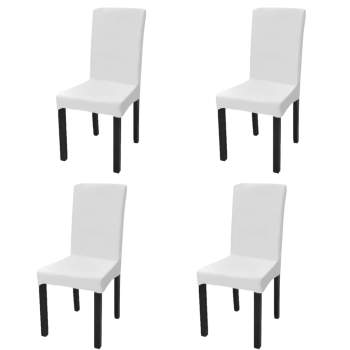  Gerader Stretch Stuhlbezug 4 Stück Weiß